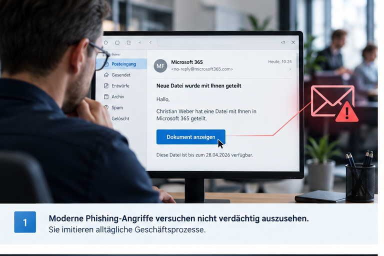 Moderne Phishing - Angriffe versuchen nichrt verdächtig auszusehen.